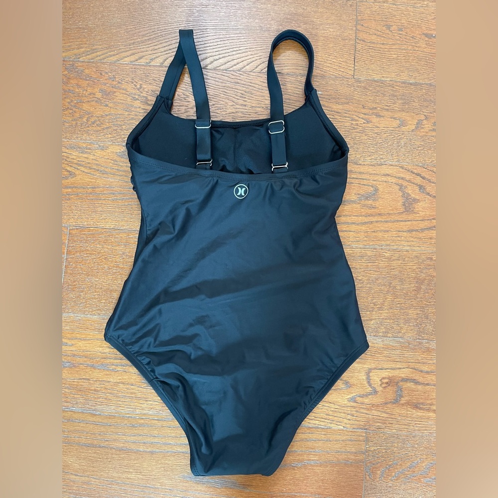 Hurley Black One Piece Swimsuit with Classic Tank Design UPF 50